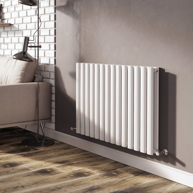  Horizontal Oval Panel Radiators, 600mm H x 820mm W, Grey