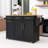 Rolling Kitchen Island with Drop Leaf, Pull-Out Organizers, Charging Ports and Trash Can Cabinet-307225792
