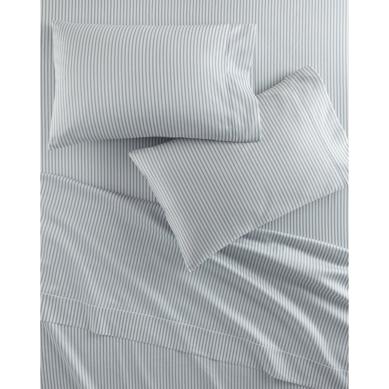 Windsor Stripe Classic Printed Sheet Set, Full/Queen Sheet Set with 2 Pillowcases, Stripe Wedgewood