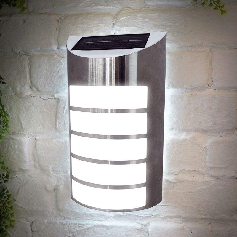 Solalite Silver 35cm H Solar Powered Integrated LED Outdoor Bulkhead Light