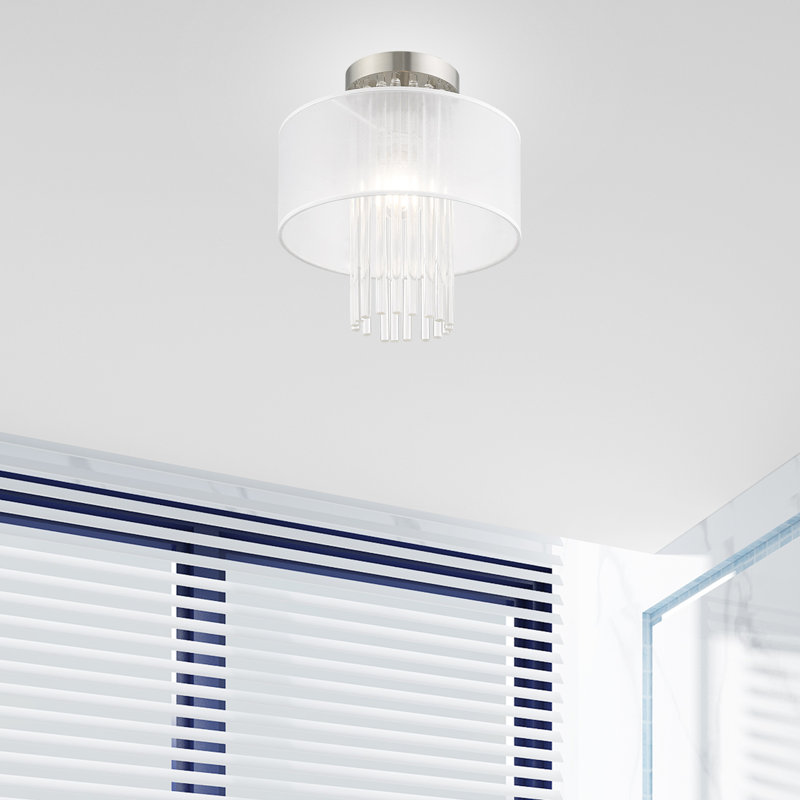 Hanson Fabric Semi Flush Mount, 12.5" H x 11'' W x 11'' D, Translucent