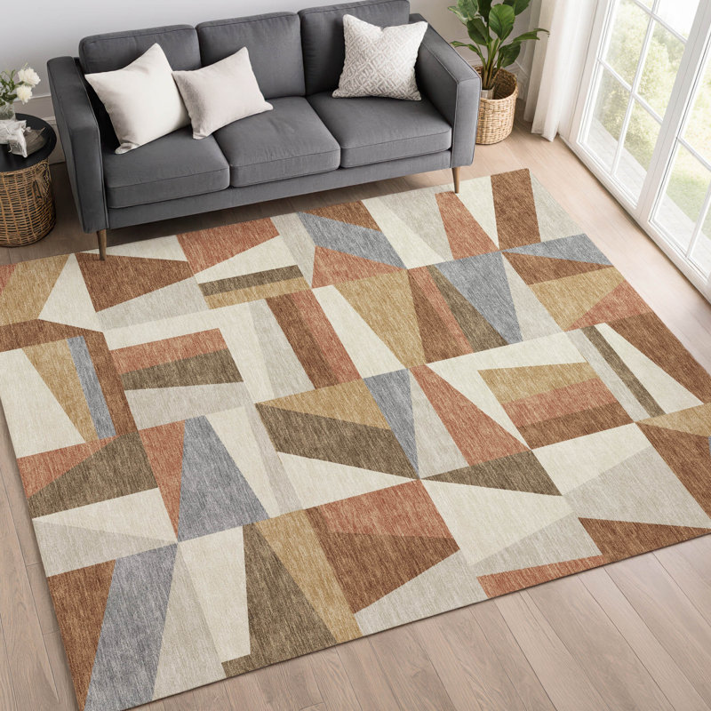 Tapis géométrique intérieur / extérieur lavable à la machine Chantille ACN2327, Rectangulaire 3 pi x 5 pi