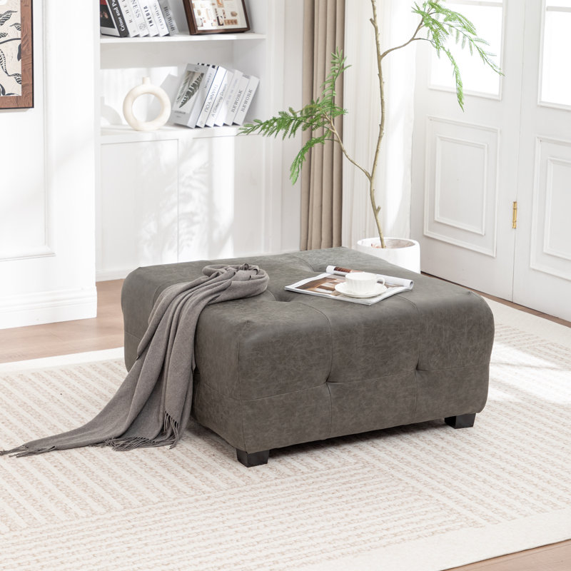 Repose-pieds rembourré Ashyiah, Polyester gris anthracite