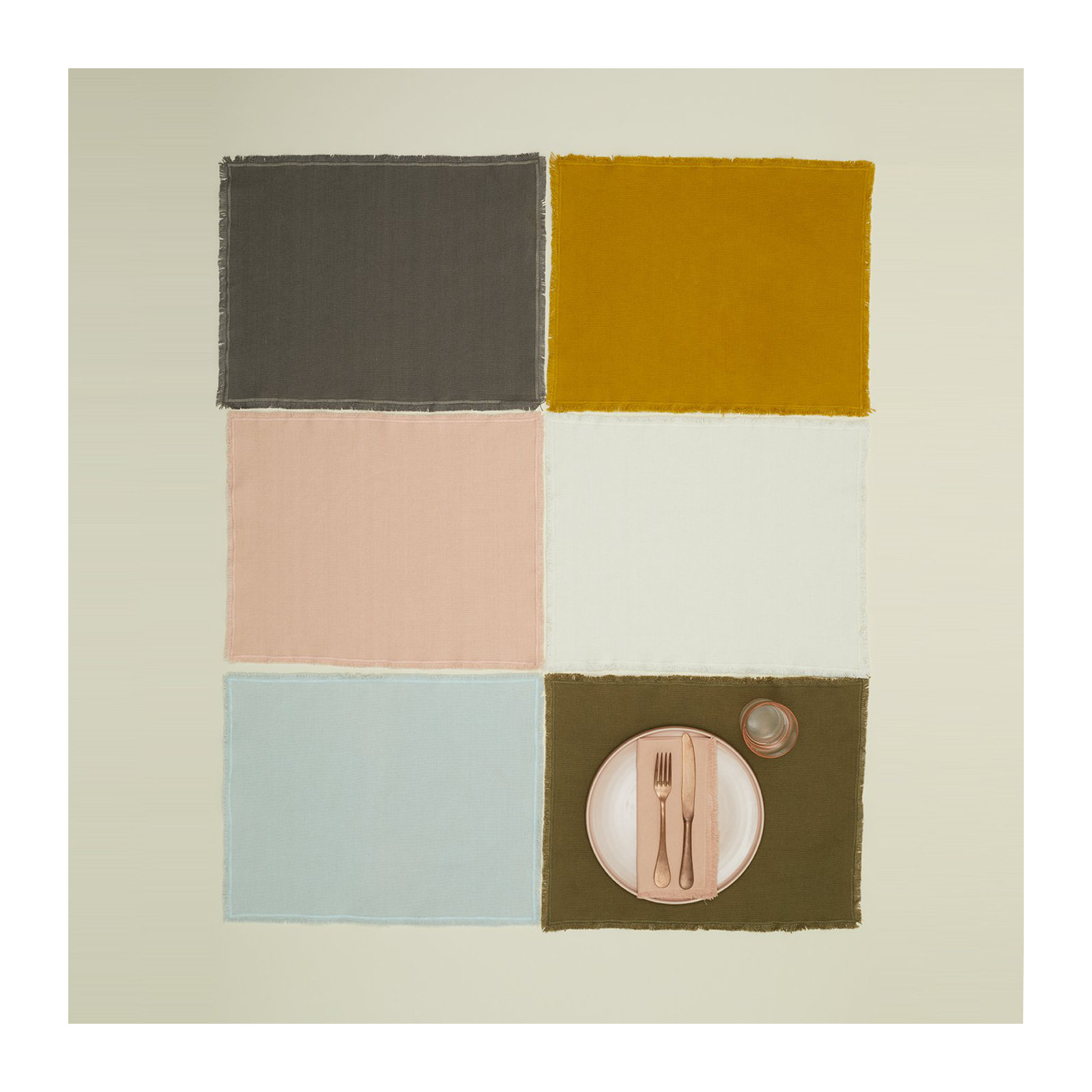 Jarmaine Cotton Rectangle Placemat, Blush