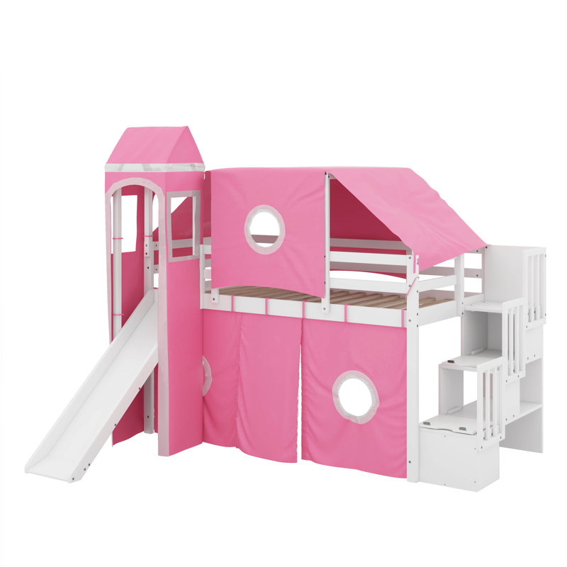 Lit mezzanine simple avec tente et tour