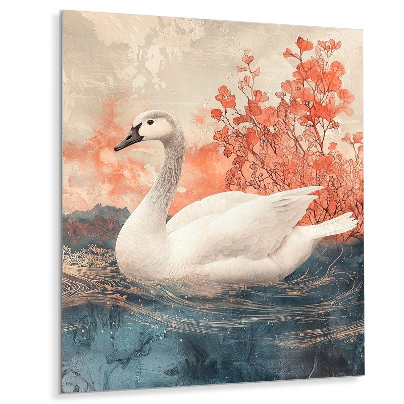 Swan Reflections Of Elegance - impression de cygnes sur métal, H 20 po x l 12 po