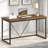 Modern Computer Desk, Rustic Wood And Metal Study Writing Table, Simple Work Gaming PC Desk For Home Office, Walnut 53 Inch