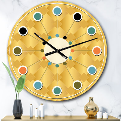 Horloge murale dorée I - Mid-Century