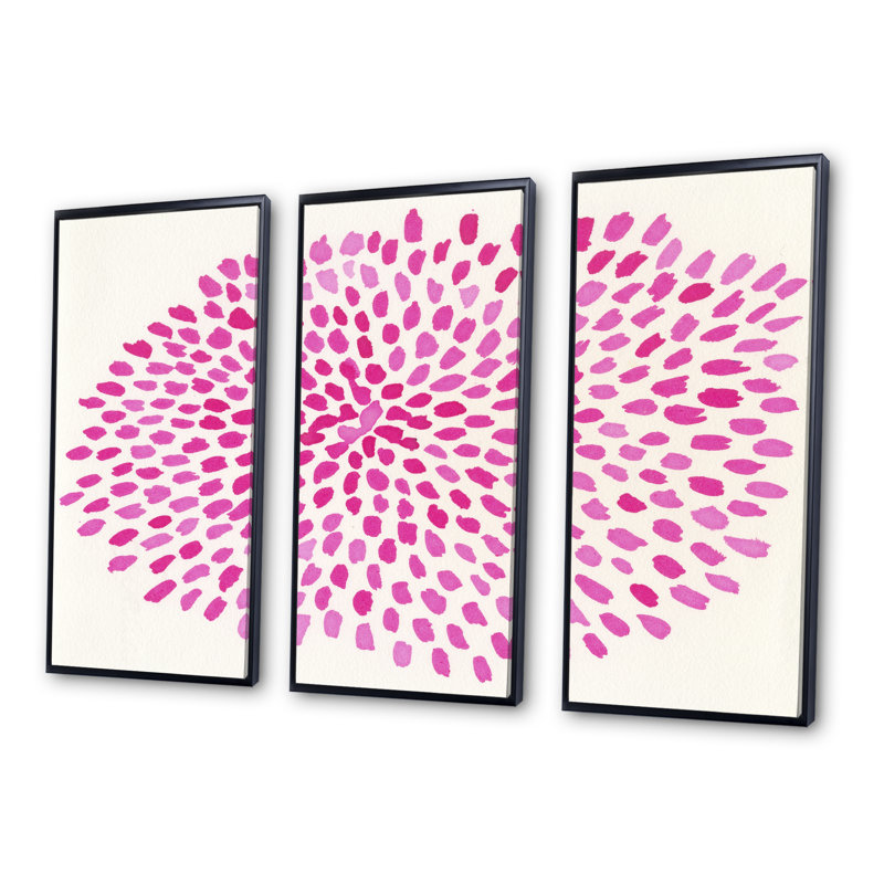 Éclat rose - ensemble d'art mural encadré sur toile Mid_Century_Modern, Noir, H 28 po x l 36 po x P 1 po