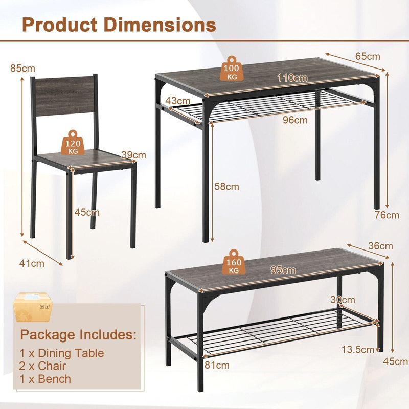 4 - Person Dining Set, Grey