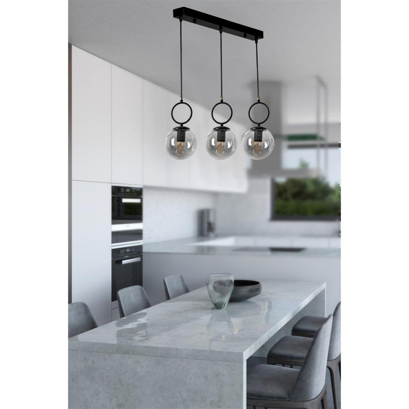 Danielburnham 3 - Light Kitchen Island Pendant, Black, Grey