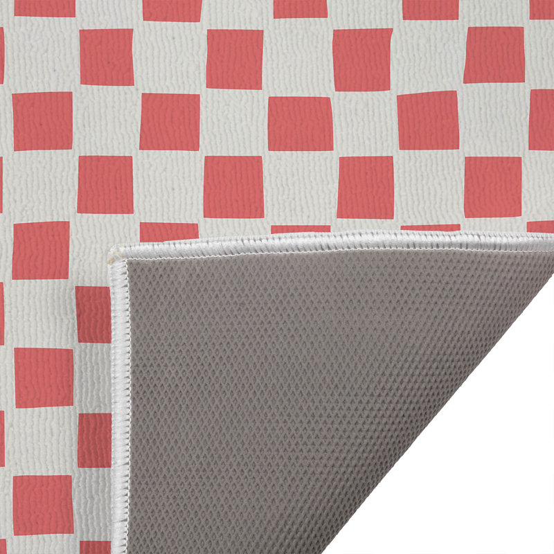 Checkered Absorbent Non-Skid Rectangular Toilet Mat