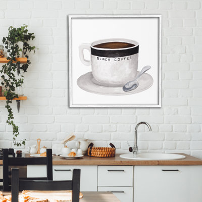 Tasse à café noire, estampe numérique, conception par Elizabeth Medley