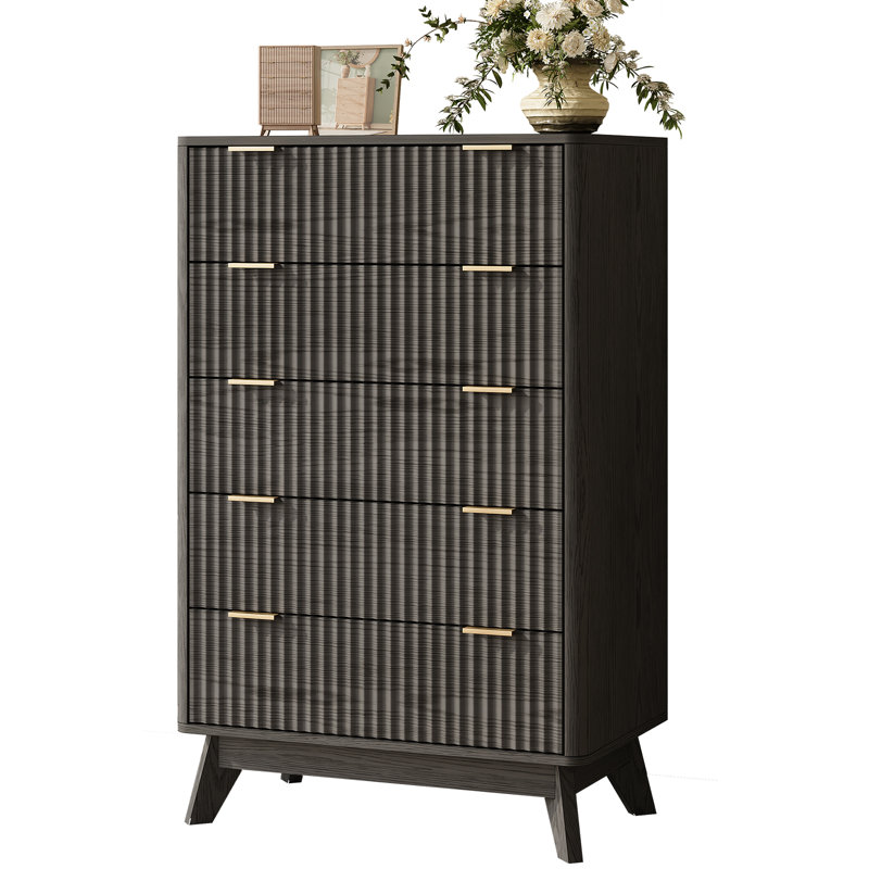 Donati 5-Drawer Dresser, Wood Chest of Drawers, Black