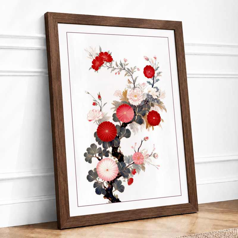 Roses And Pomegranates Botanical - Print, Walnut, A4 - 29.7 x 21.0 cm