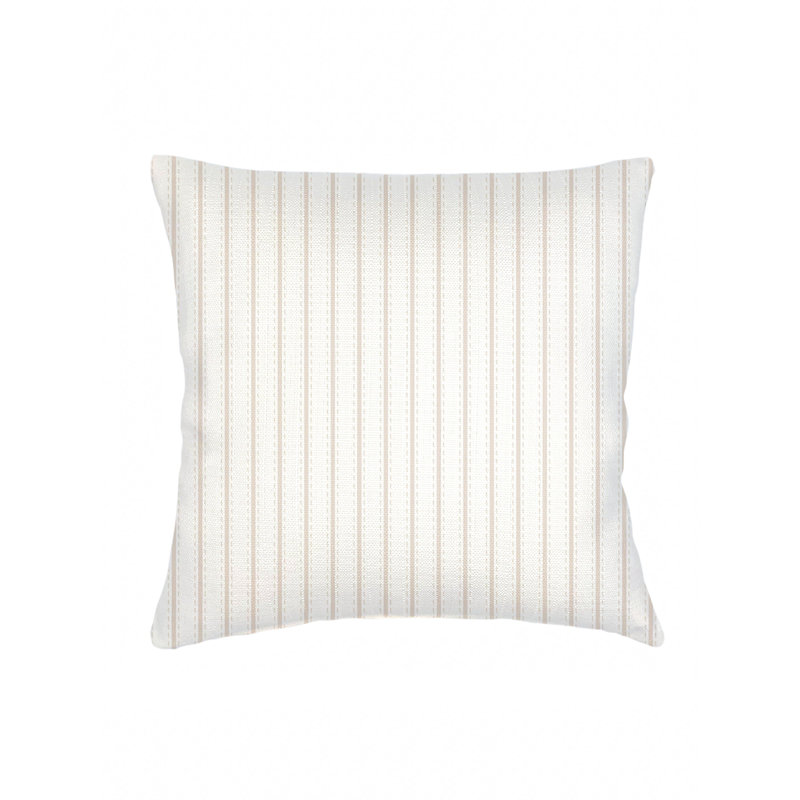 Oreiller en lin beige rayé 26 po x 26 po avec garniture en duvet synthétique, Beige, Carré 26 po, Polyester