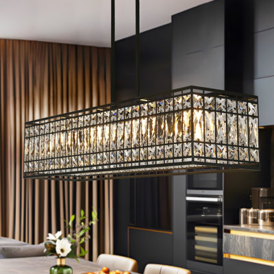 Lustre rectangulaire pour îlot de cuisine à 4 lumières Baconton