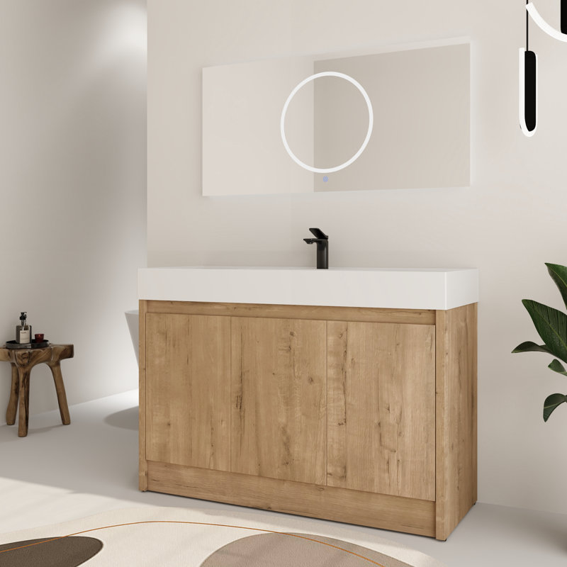 Ensemble de meuble-lavabo simple 48 po avec plateau en résine Chesham, Au centre