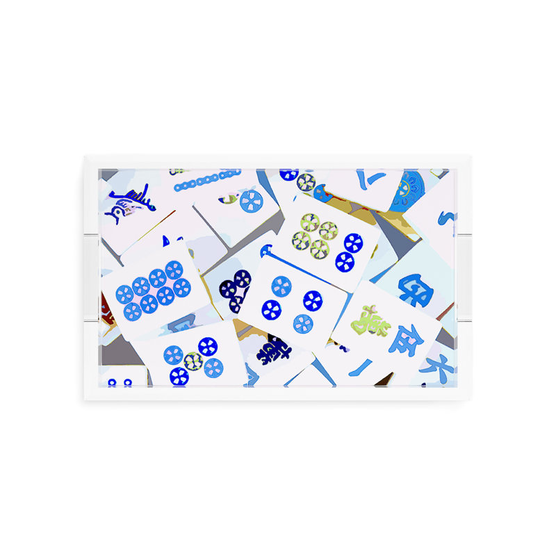 Mahjong Acrylic Decorative Tray, 12.5"W x 7.75"D x 2"H, Blues, Rectangle