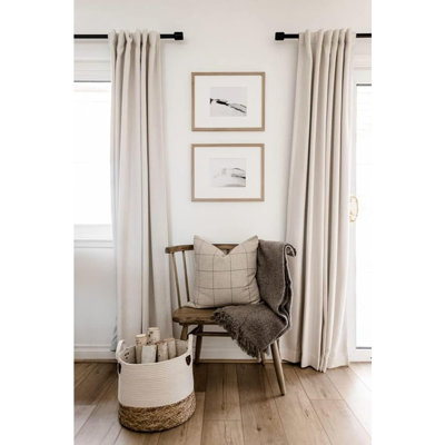 Linen Textured Total Blackout Curtains – Thermal Insulated Room Darkening Drapes, Back Tab & Rod Pocket Window Panels, Noise Reducing & Privacy Protection, Cream (2-Panel Set)