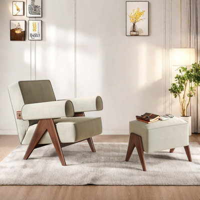 Comfy Breathable Fabric Chair with Solid Wood Fram