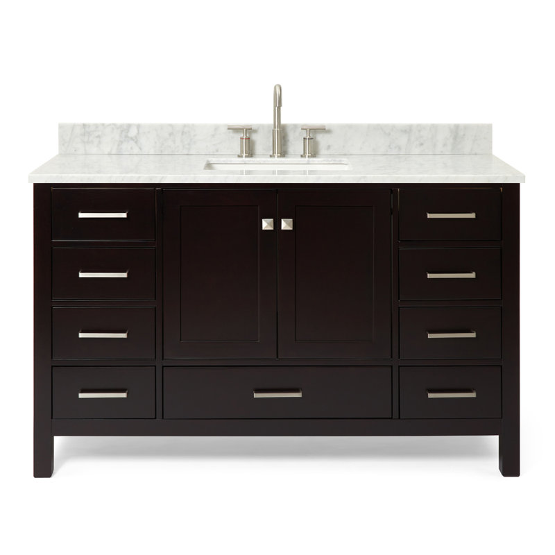 Flynt Single Bathroom Vanity Set, Espresso/Brushed Nickel, Rectangular, 55" W