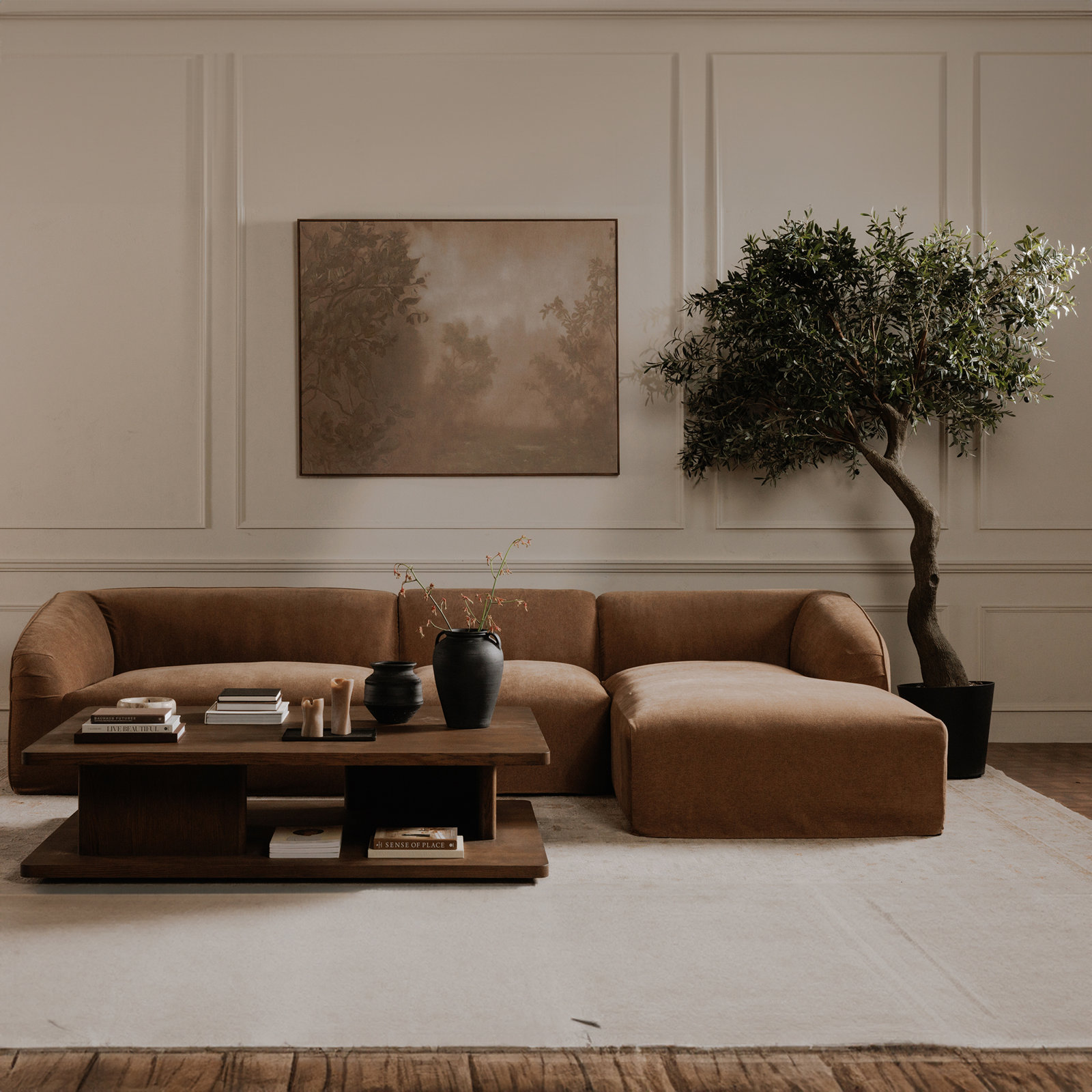 Wilde Right-Arm Facing Chaise Lounge,  Latte Loft Canvas