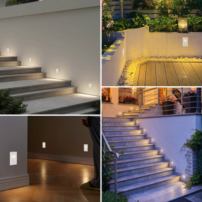 8PK 5CCT LED Step Lights Set | Waterproof Indoor/Outdoor Lighting for Stairs, Attics, Basements & Parks | Durable Aluminum, 50,000 Hours Lifespan