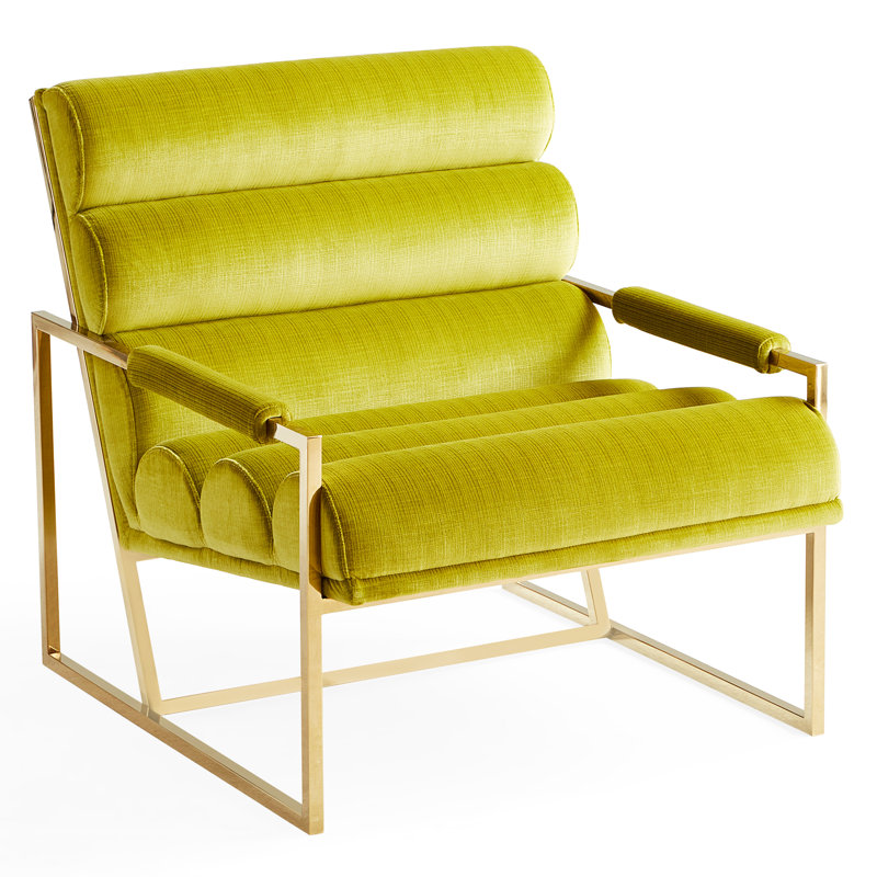 Channeled Goldfinger Lounge Chair, Duquette Pear Fabric