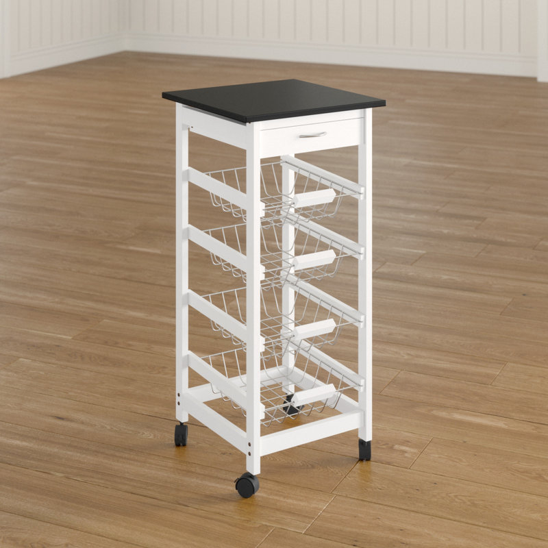 37cm W Solid Wood Kitchen Island, White, 81cm H x 37cm W x 37cm D