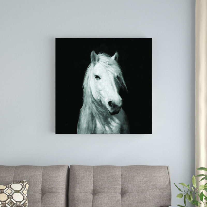 Portrait de cheval blanc - impression, H 30 po x l 30 po