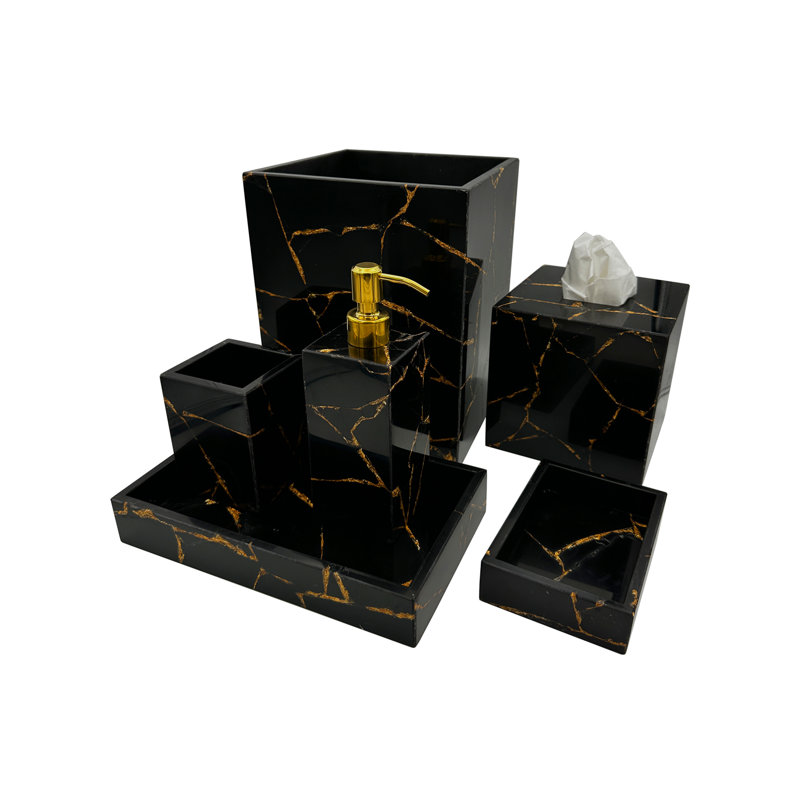 Obsidienne noire avec poubelle feuille d'or (avec doublure incluse)