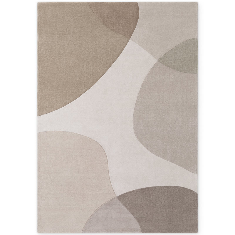 Derien Abstract Wool Hand Woven Area Rug, Beige, Rectangle 200 x 300 cm