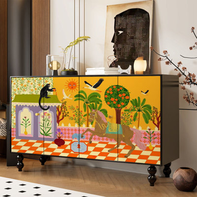 Modern Black Solid Wood Accent Cabinet
