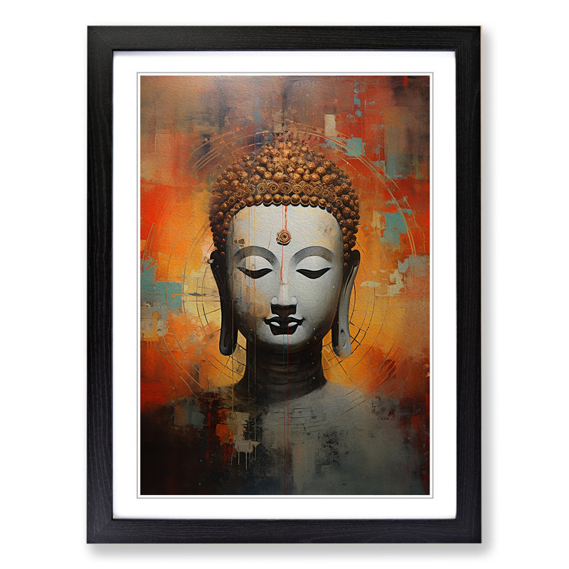 Buddha Contemporary Art - Framed Print, 34cm H x 25cm W x 2cm D, Black Framed