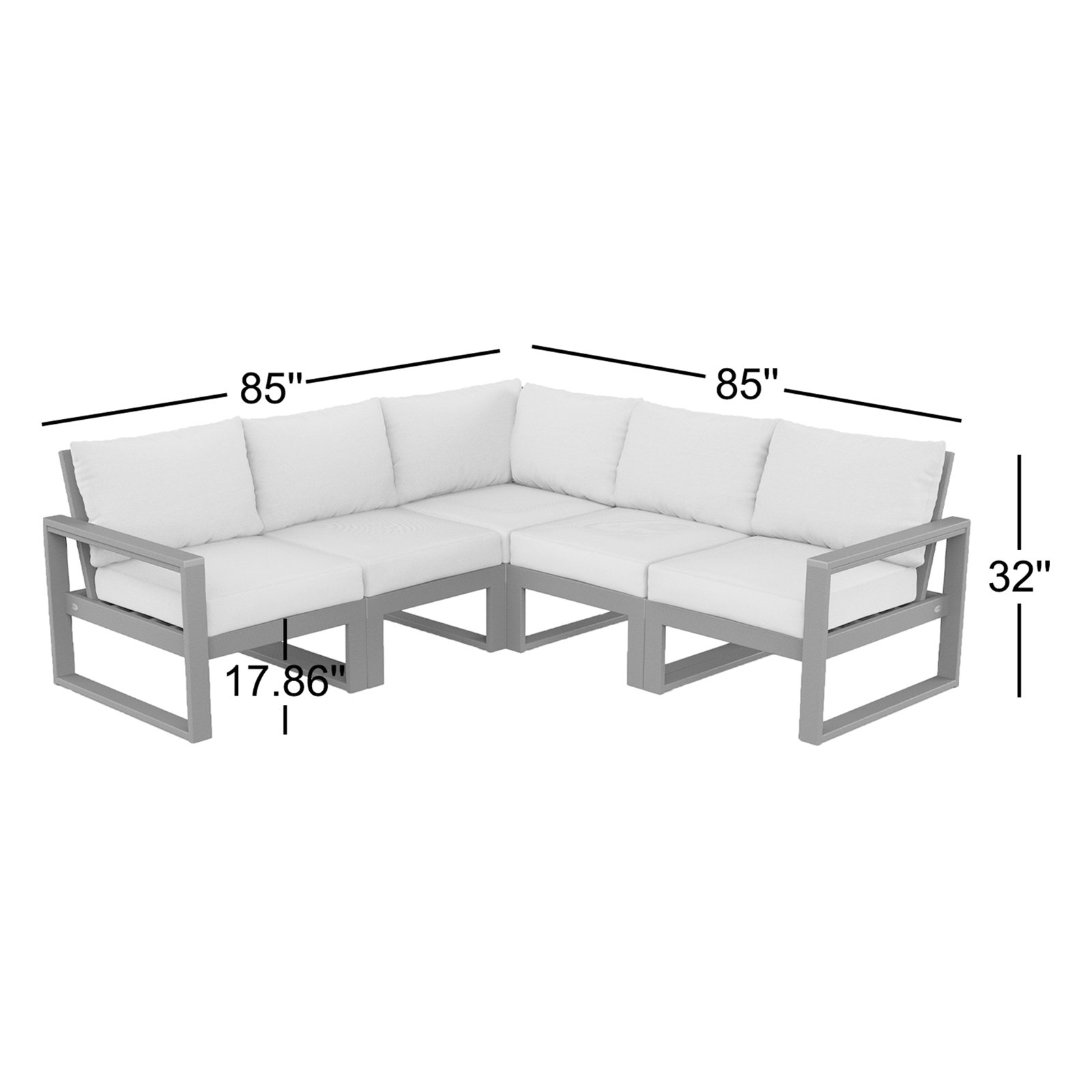 EDGE 5 - Person Seating Group with Cushions, Natural Linen, Slate Gray