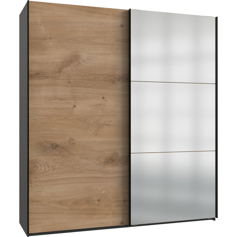 Guardino 2 Door Wardrobe, Graphite/Plank Oak, 236cm H x 200cm W x 65cm D
