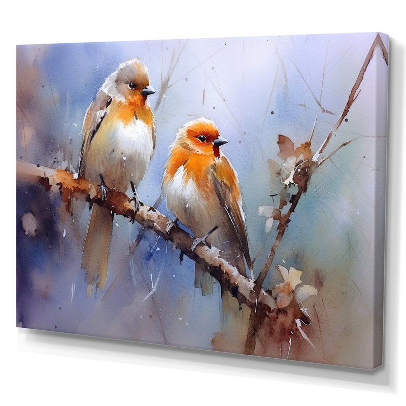 Moineau beige et brun II - reproduction sur toile, Toile tendue, H 24 po x l 32 po x P 1 po