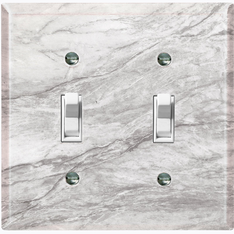 Marble Gray Print 5 Patterned 2 - Gang Toggle Light Switch Standard Wall Plate