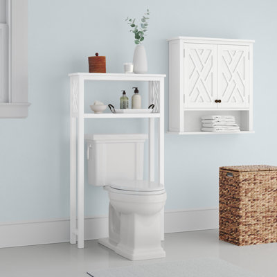Lund Coventry Over Toilet Open Storage Shelf, Wall Mounted Bath Storage Cabinet with Two Doors and Open Shelf