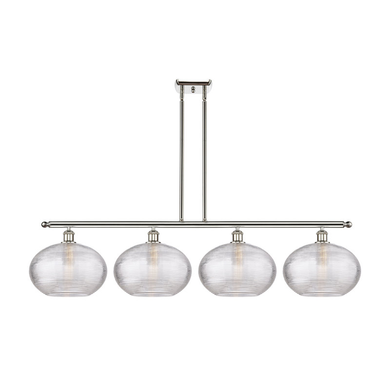 Luminaire suspendu pour îlot de cuisine 4 lumières Larrick, Nickel poli