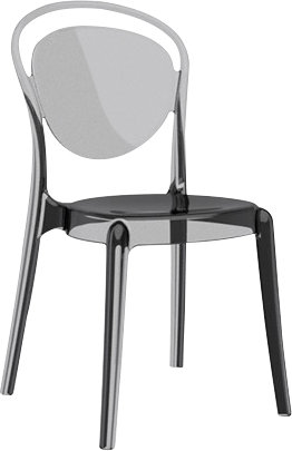 Parisienne Transparent Chair with Polycarbonate Seat, Transparent Smoked Gray