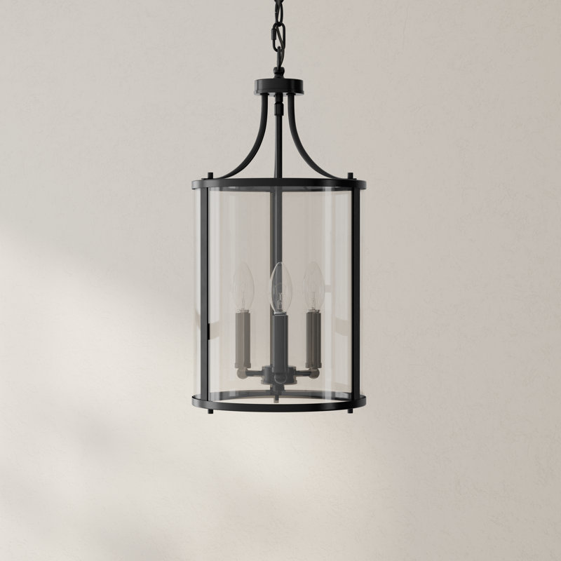 3 - Light Candle Style Pendant, Matte Black