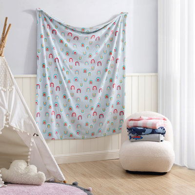 Eddie Bauer Kids Sunnyvale Rainbow Fleece Blue Throw Blanket