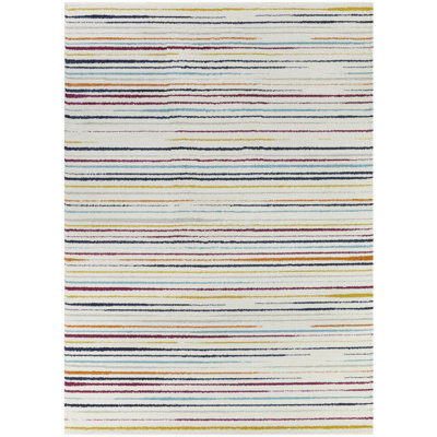 Hugoton Rectangle Striped Machine Woven Polypropylene Plastic Rug