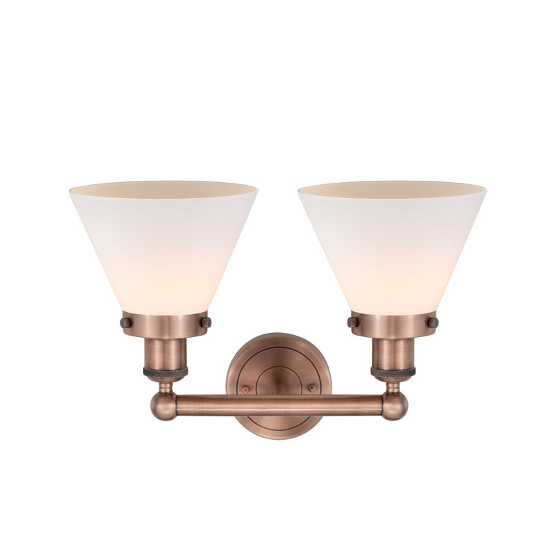 2 - Light Dimmable Vanity Light, Matte White, Antique Copper