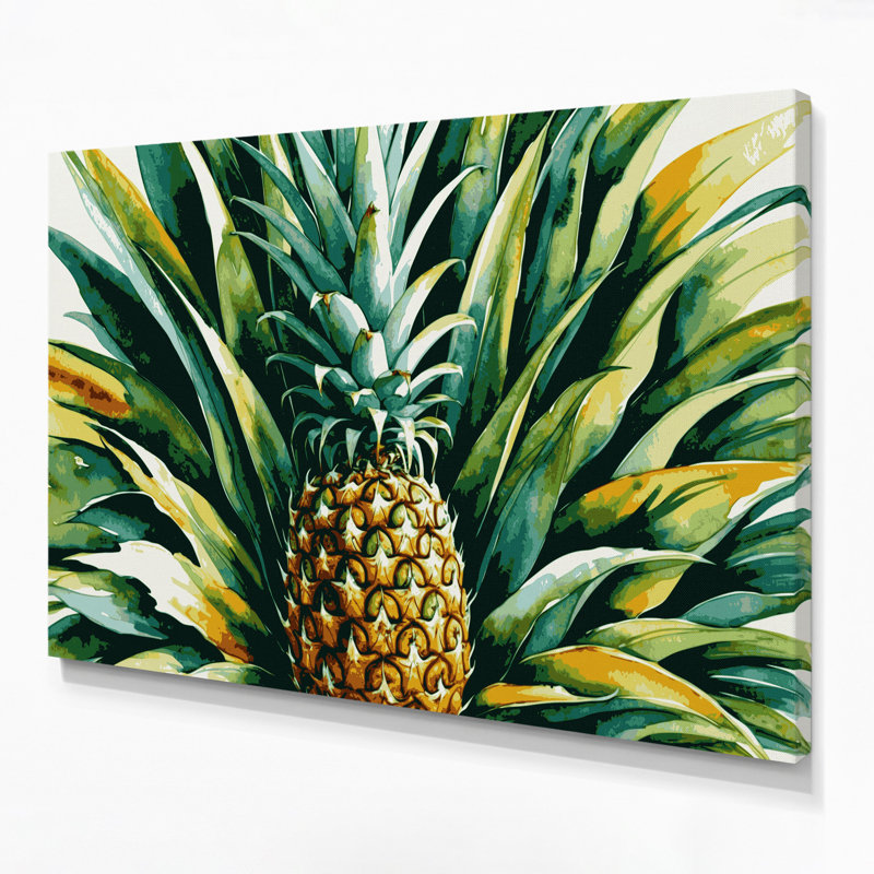 Art mural sur toile Botanical Pineapple Plant, H 11 po x l 14 po
