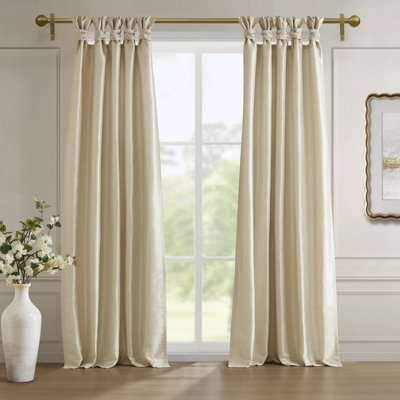 Karlita Faux Silk Twist Tab Total Blackout Single Window Curtain Panel