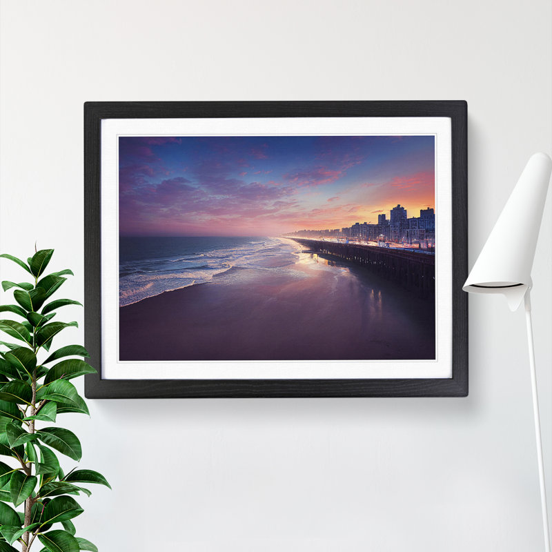 Beach Pier Framed Print, Black, 25cm H x 34cm W x 2cm D