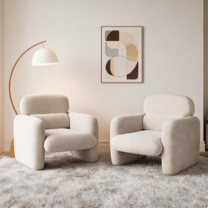 Fauteuil lounge moderne avec structure en bois massif, fauteuil d'appoint ergonomique, Chenille